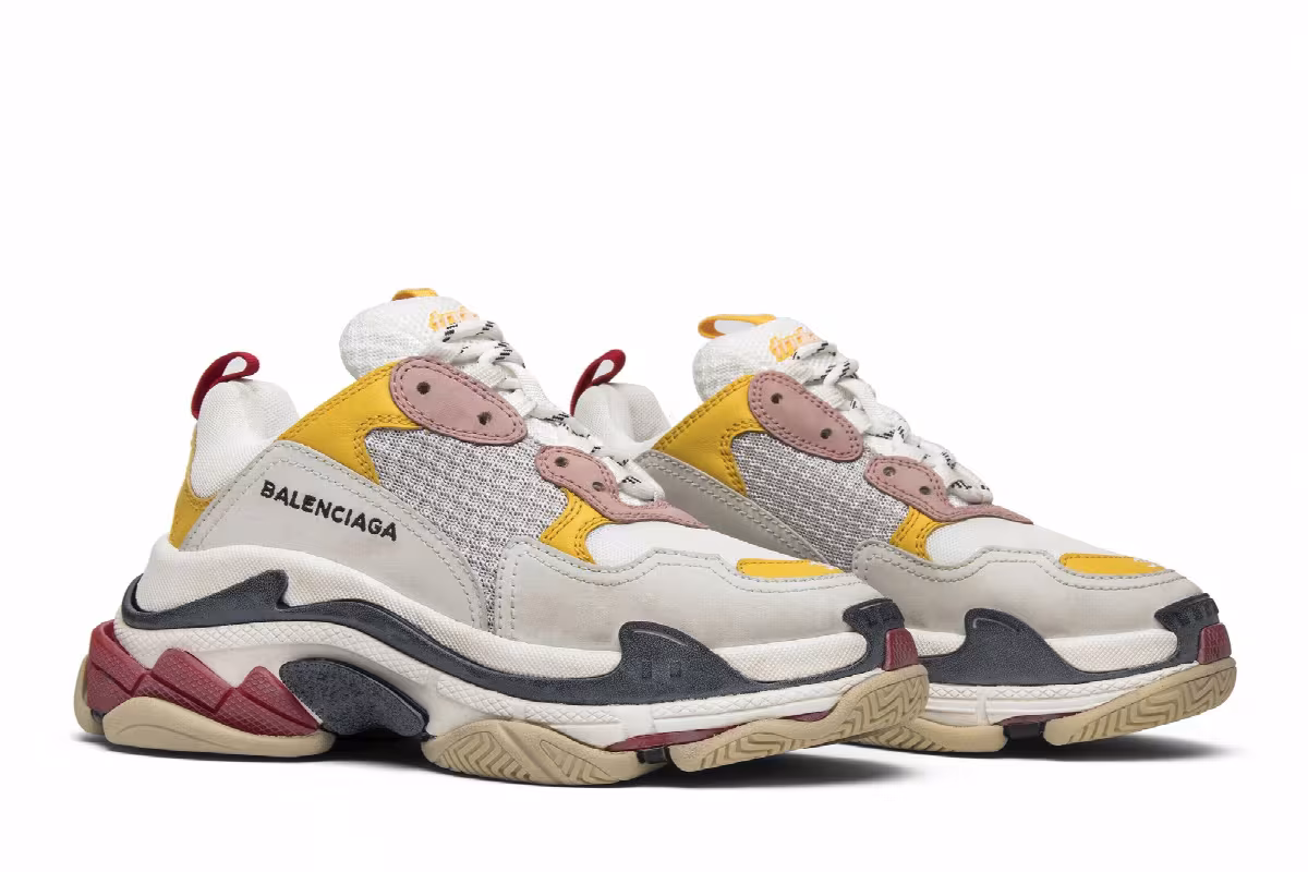 Balenciaga Women's Triple S Trainer White Yellow 2018, view 9