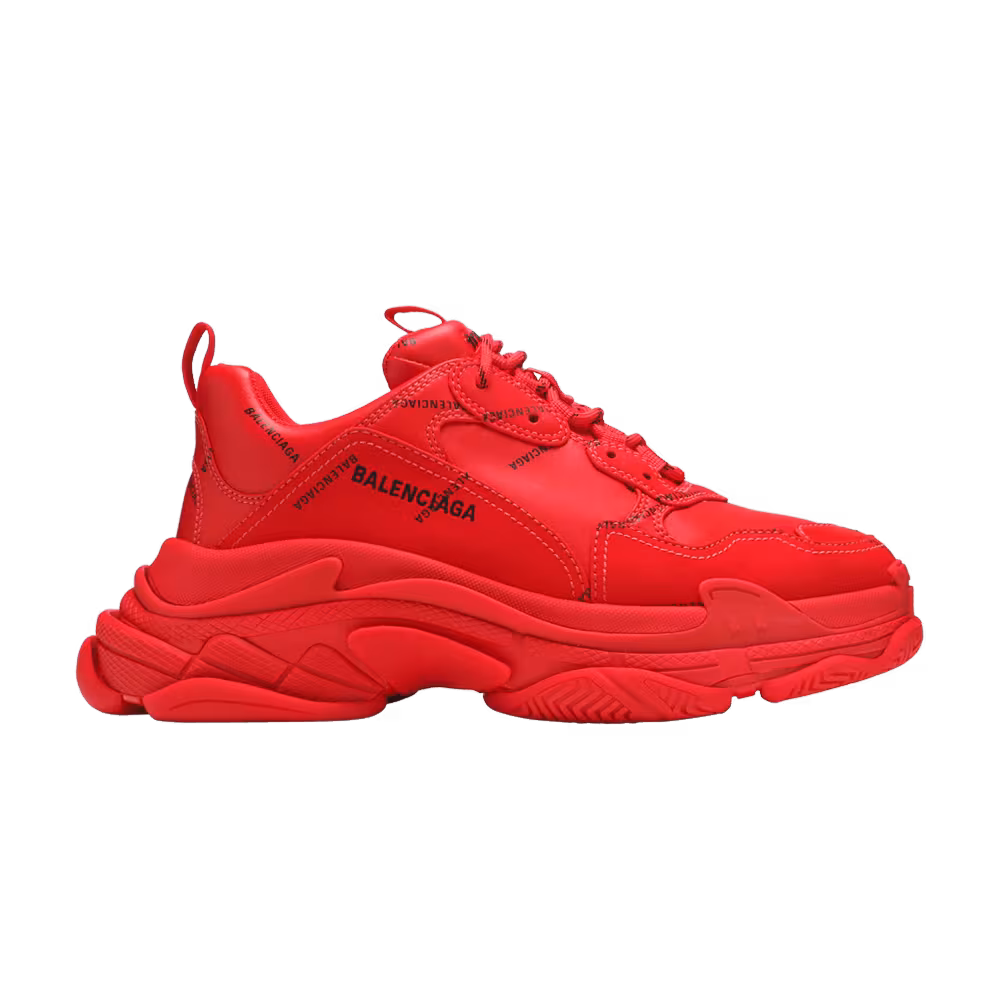 Balenciaga Triple S Sneaker Allover Logo - Red