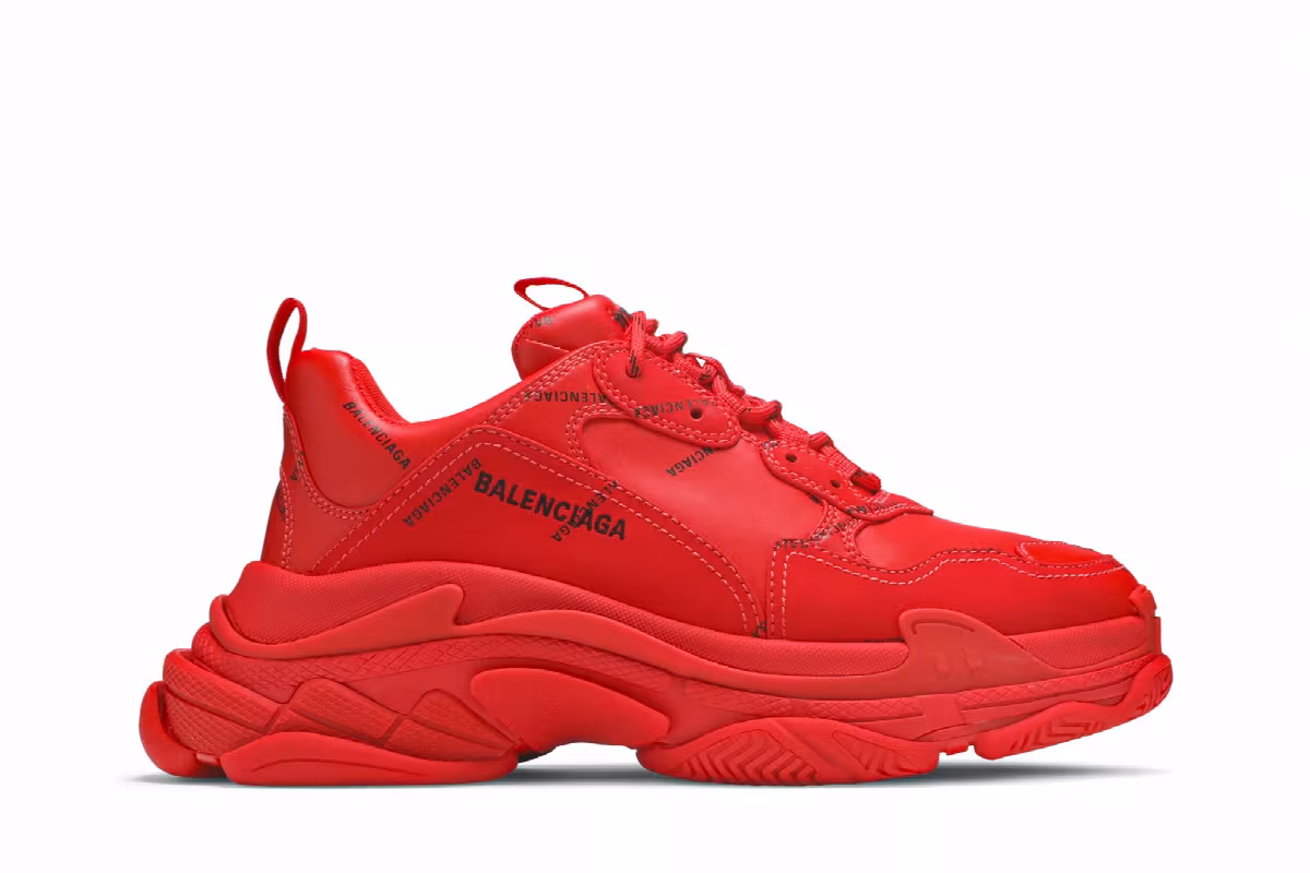 Balenciaga Triple S Sneaker Allover Logo - Red, view 2