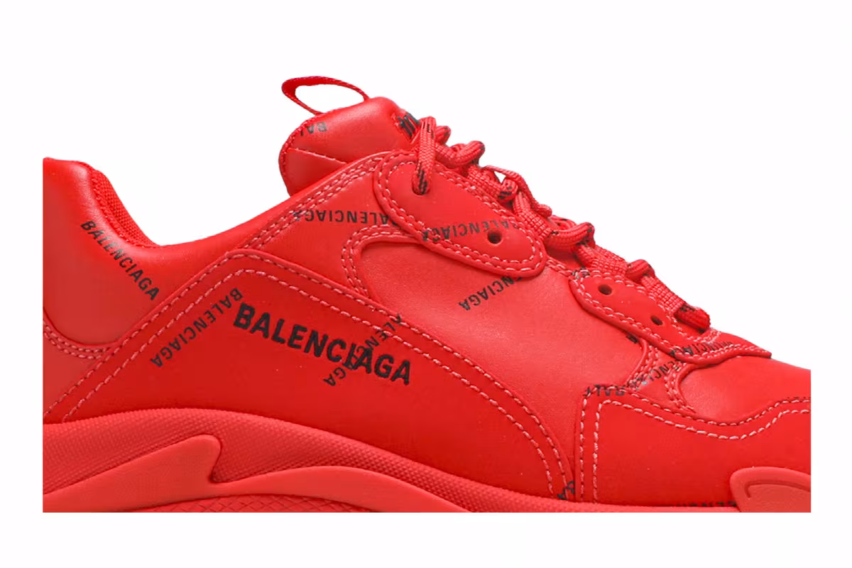 Balenciaga Triple S Sneaker Allover Logo - Red, view 3
