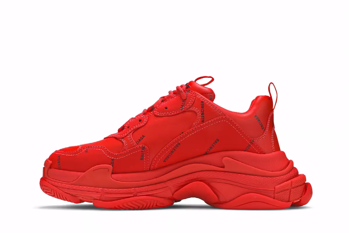 Balenciaga Triple S Sneaker Allover Logo - Red, view 4