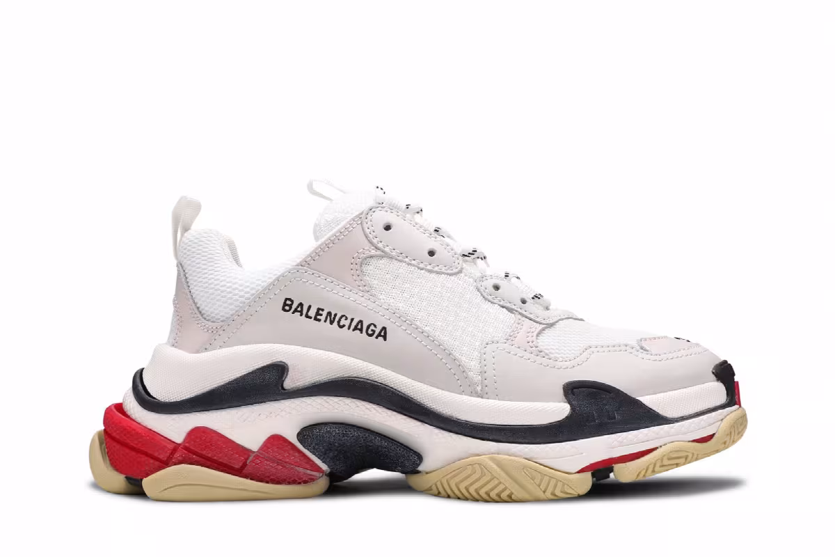 Balenciaga Women's Triple S Sneaker White Black Red 2019, view 2