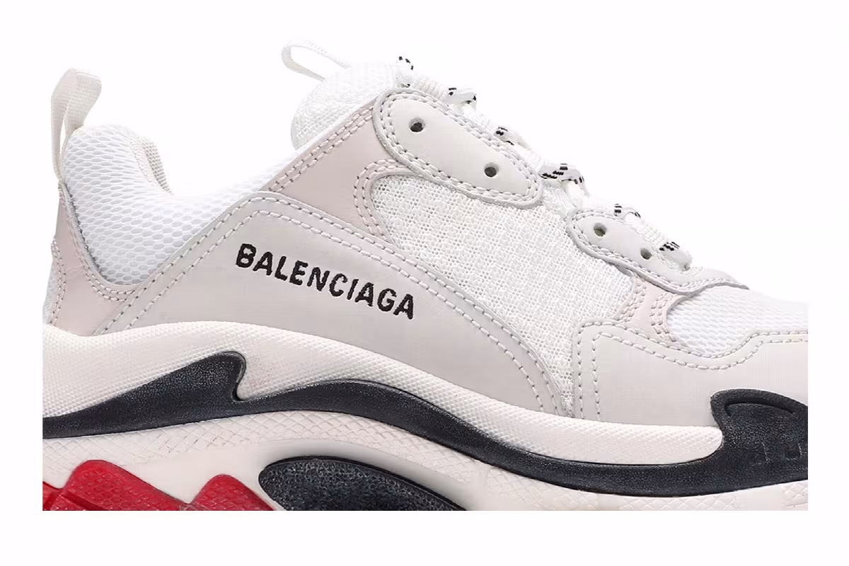 Balenciaga Women's Triple S Sneaker White Black Red 2019, view 3