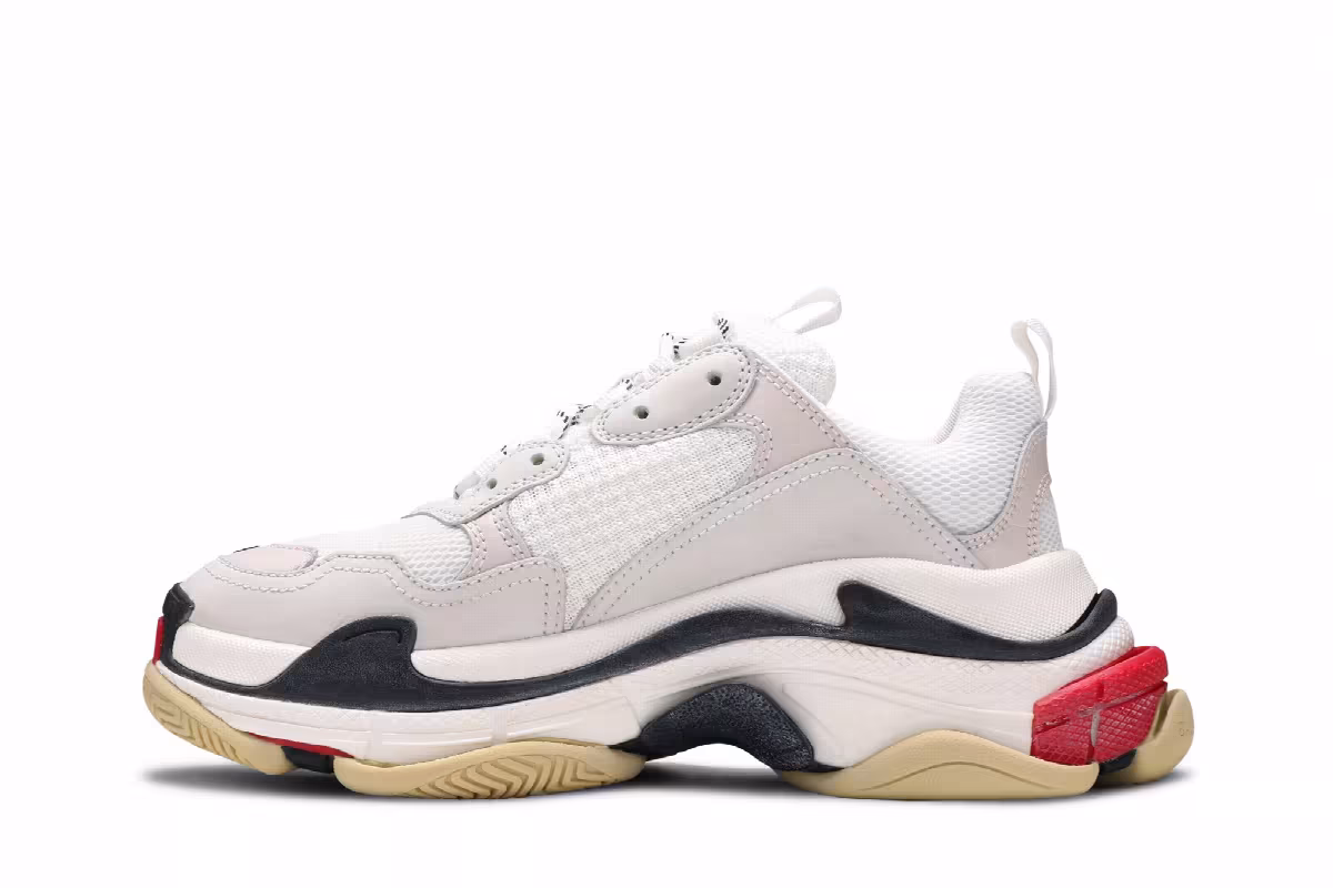 Balenciaga Women's Triple S Sneaker White Black Red 2019, view 4