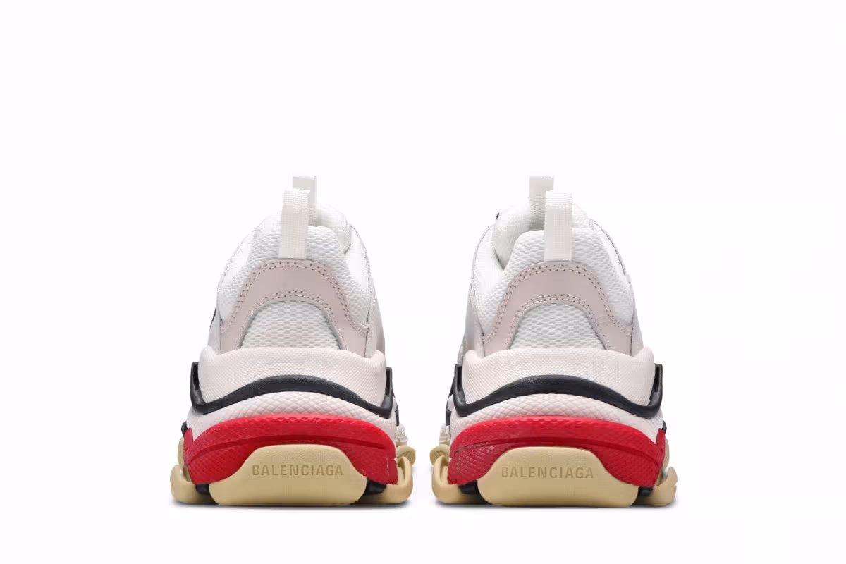 Balenciaga Women's Triple S Sneaker White Black Red 2019, view 7