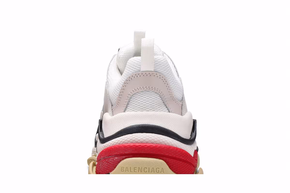 Balenciaga Women's Triple S Sneaker White Black Red 2019, view 8