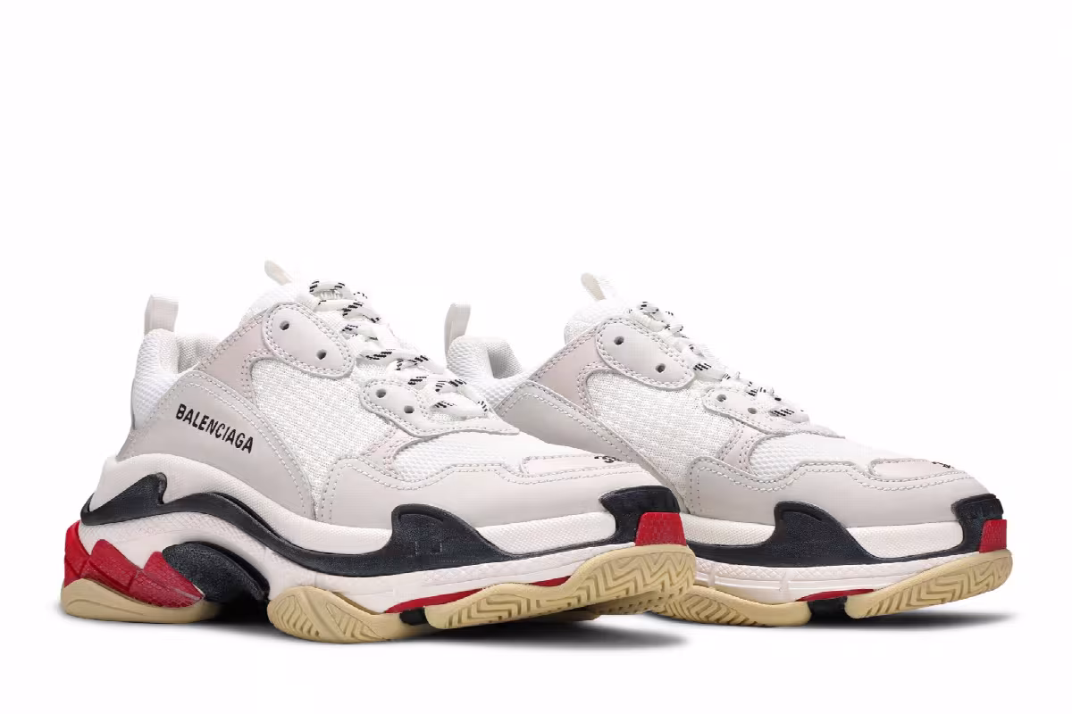 Balenciaga Women's Triple S Sneaker White Black Red 2019, view 9