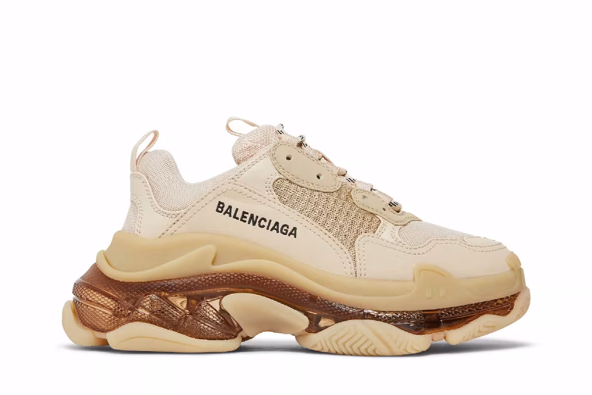Balenciaga Women's Triple S Sneaker Clear Sole - Nude, view 2