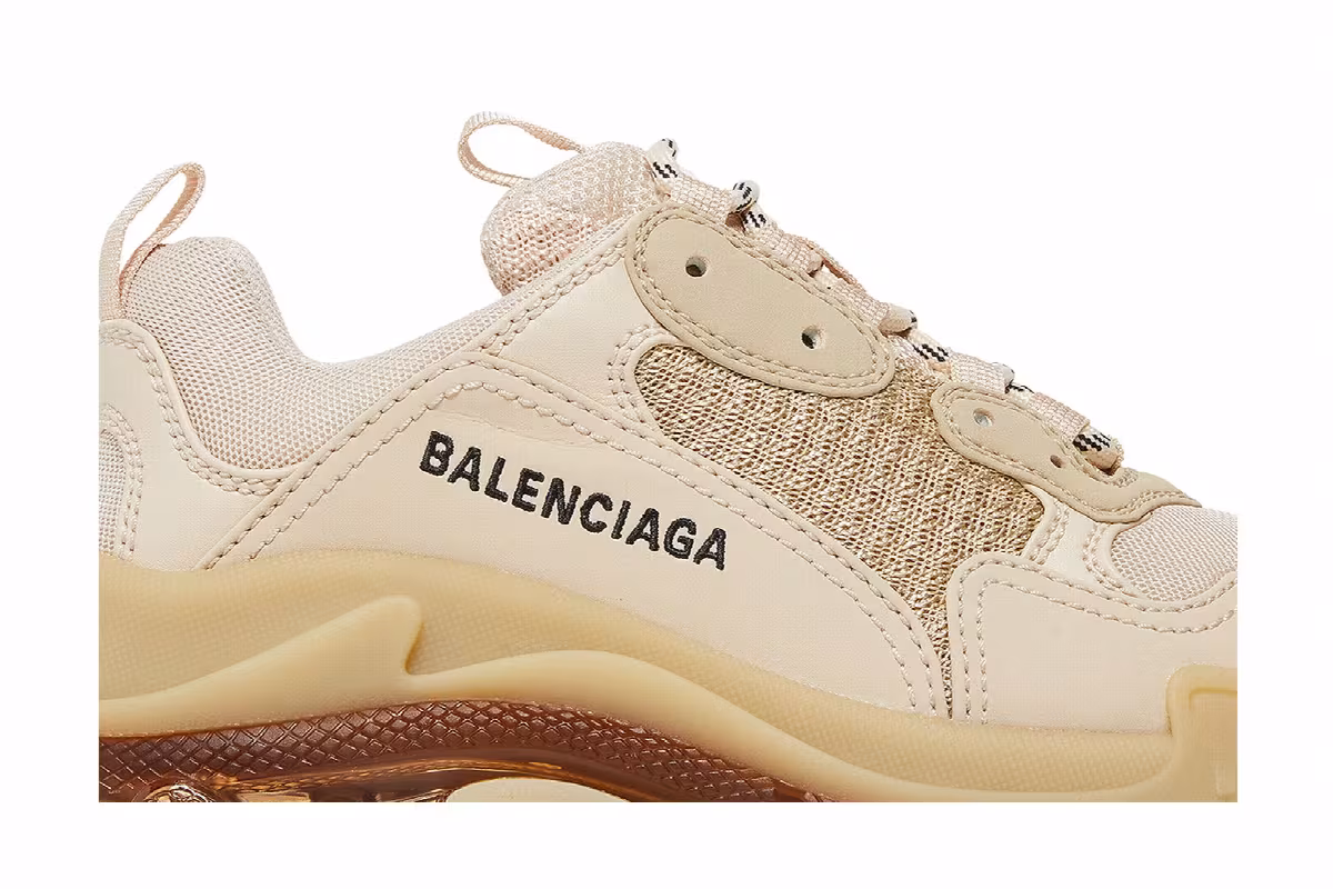Balenciaga Women's Triple S Sneaker Clear Sole - Nude, view 3