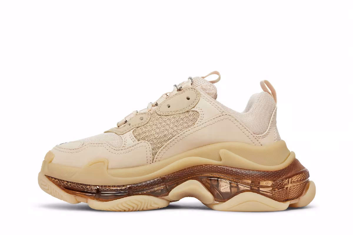 Balenciaga Women's Triple S Sneaker Clear Sole - Nude, view 4