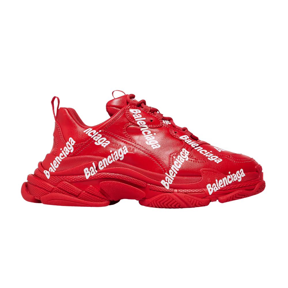 Balenciaga Triple S Sneaker Allover Logo - Tomato Red