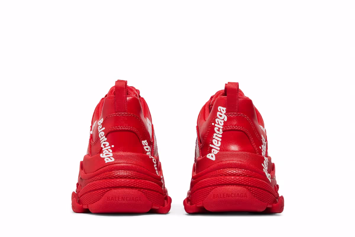 Balenciaga Triple S Sneaker Allover Logo - Tomato Red, view 7