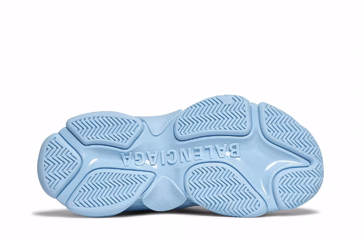 Balenciaga Women's Triple S Sneaker Allover Logo - Light Blue, view 5