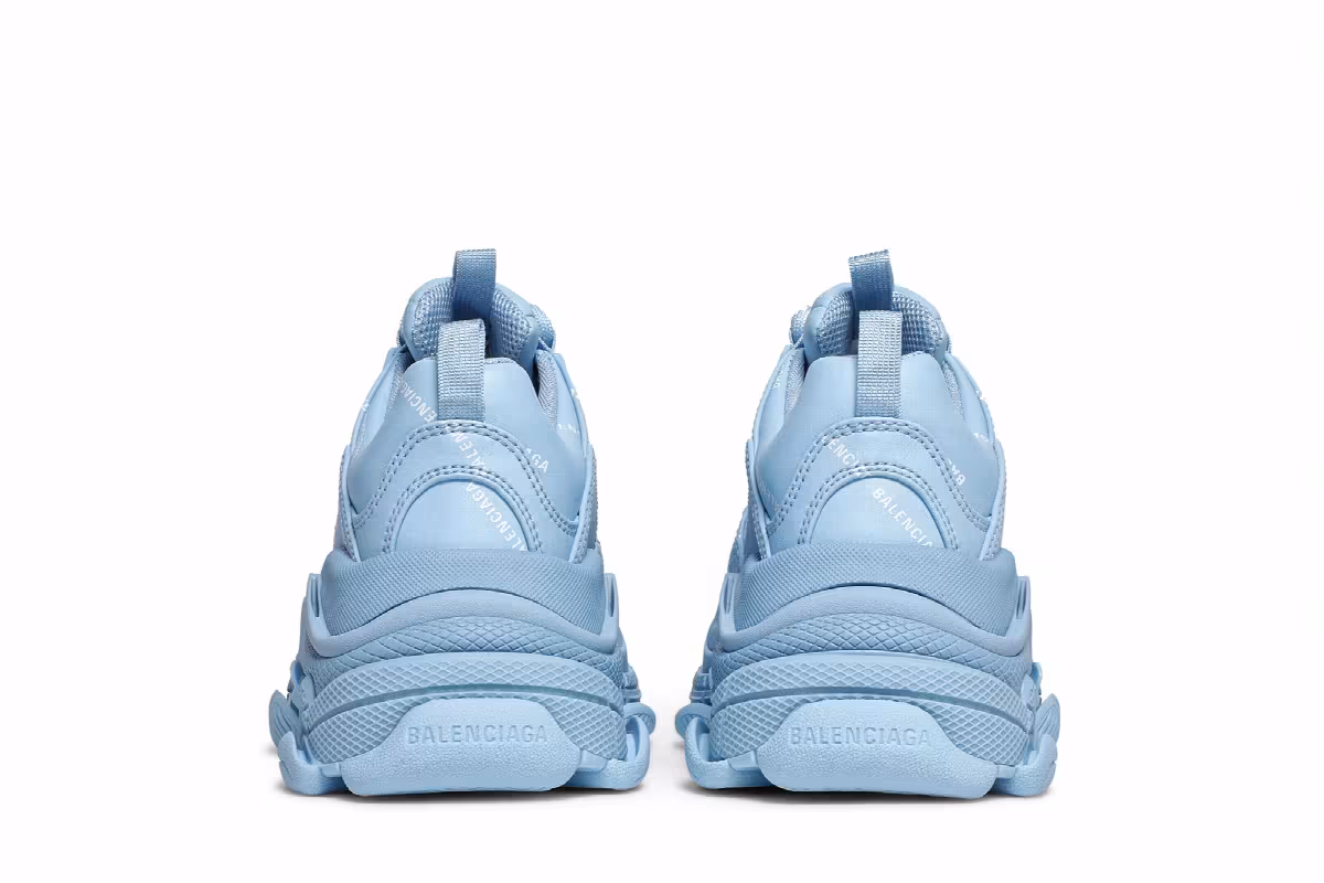 Balenciaga Women's Triple S Sneaker Allover Logo - Light Blue, view 7