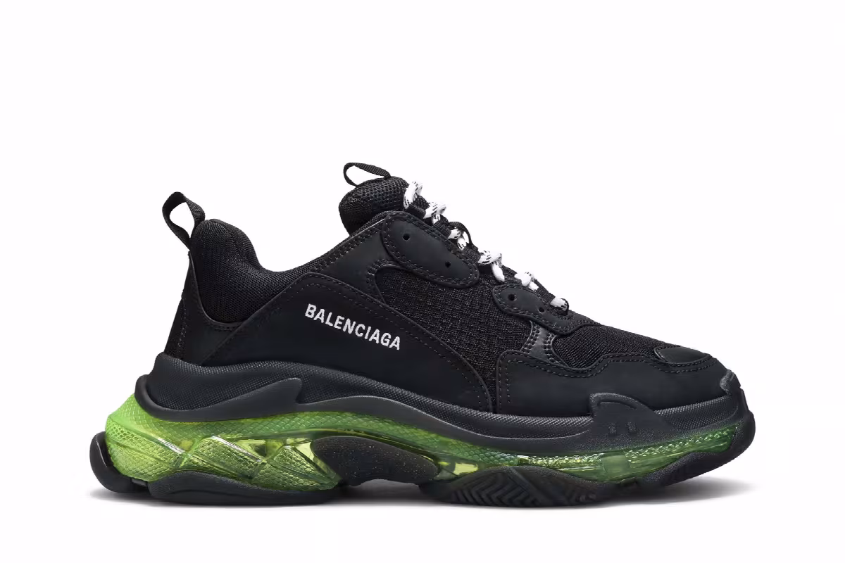 Balenciaga Triple S Sneaker Black Yellow Fluo, view 2
