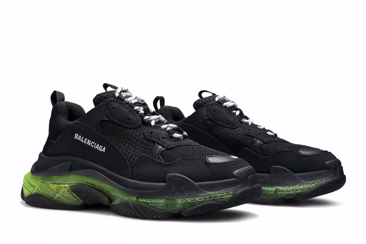Balenciaga Triple S Sneaker Black Yellow Fluo, view 9