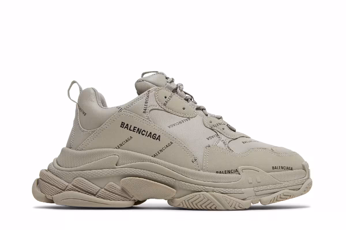 Balenciaga Triple S Sneaker Allover Logo - Beige, view 2