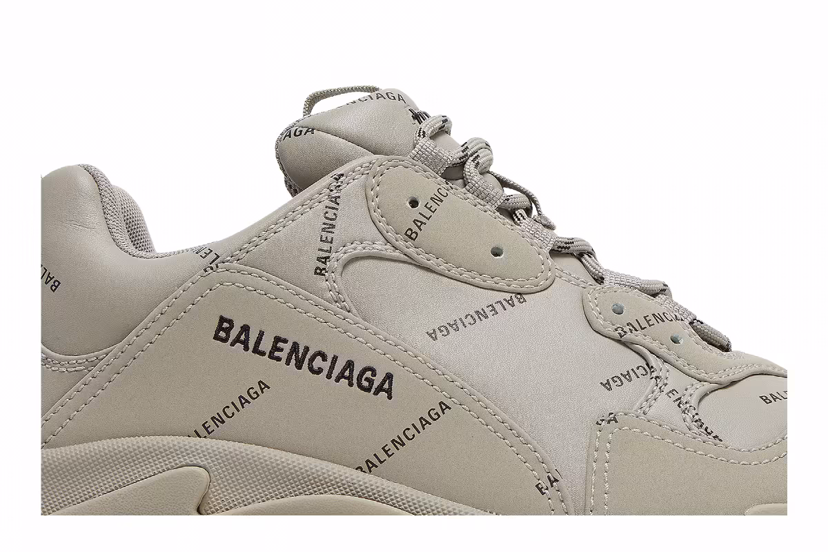 Balenciaga Triple S Sneaker Allover Logo - Beige, view 3