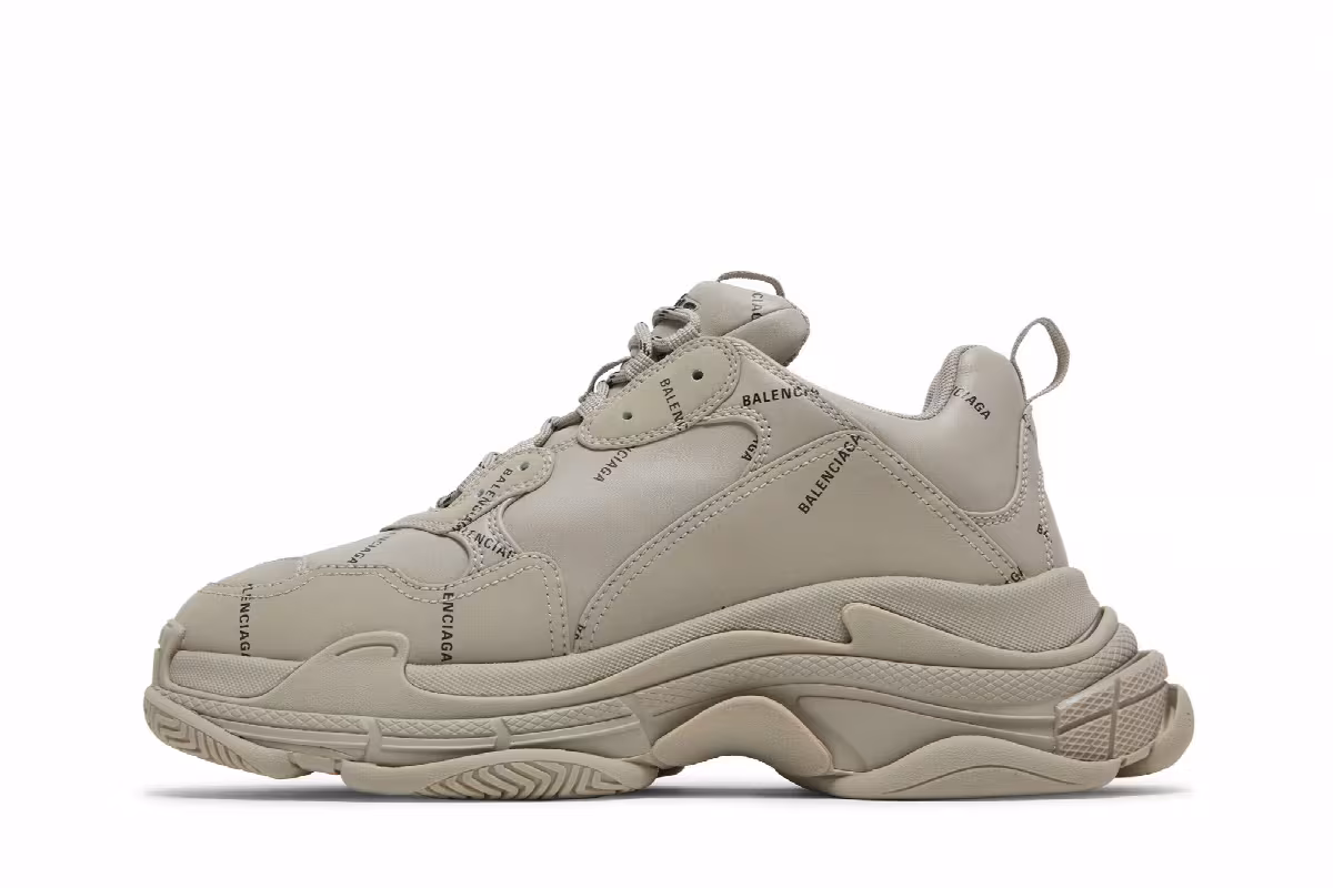 Balenciaga Triple S Sneaker Allover Logo - Beige, view 4