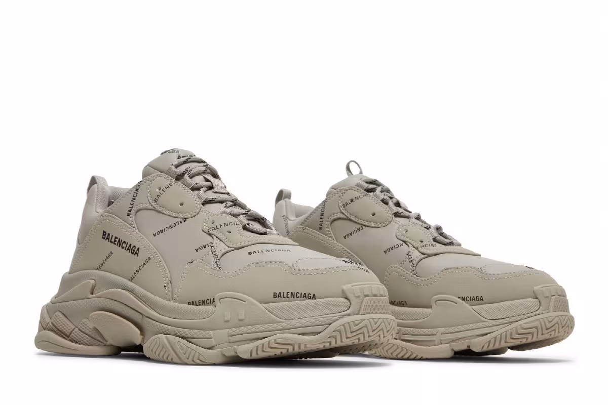 Balenciaga Triple S Sneaker Allover Logo - Beige, view 9