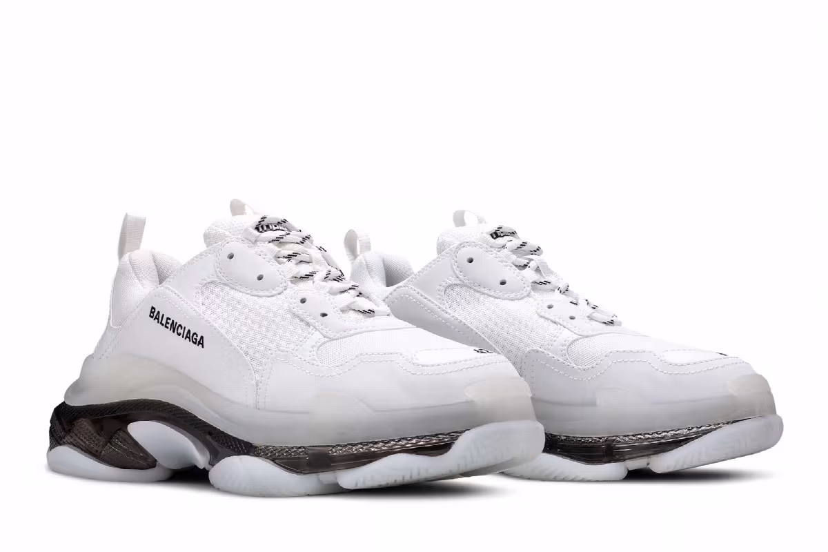 Balenciaga Triple S Sneaker Clear Sole - White Black, view 9
