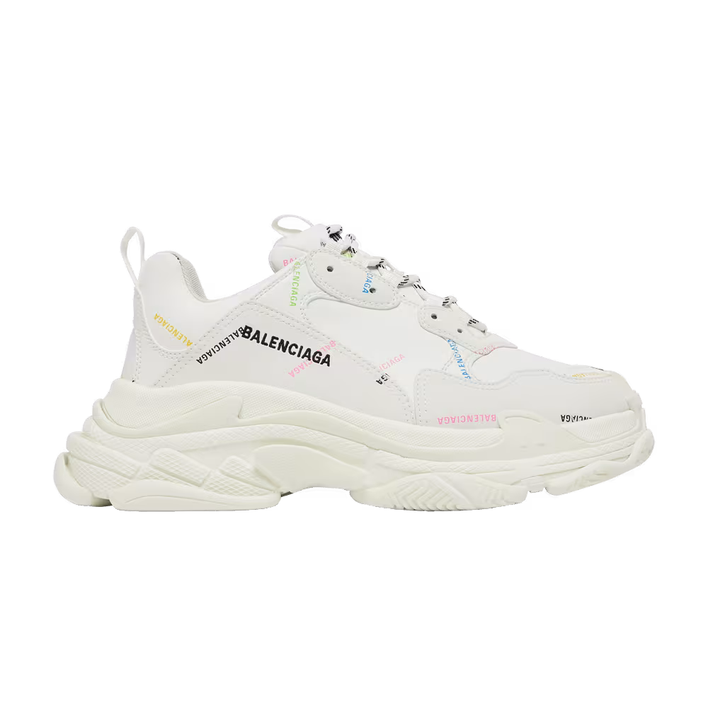 Balenciaga Triple S Sneaker Allover Logo - White Multi
