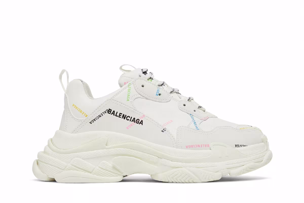 Balenciaga Triple S Sneaker Allover Logo - White Multi, view 2