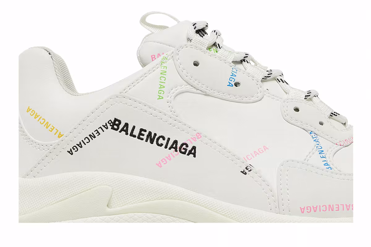 Balenciaga Triple S Sneaker Allover Logo - White Multi, view 3