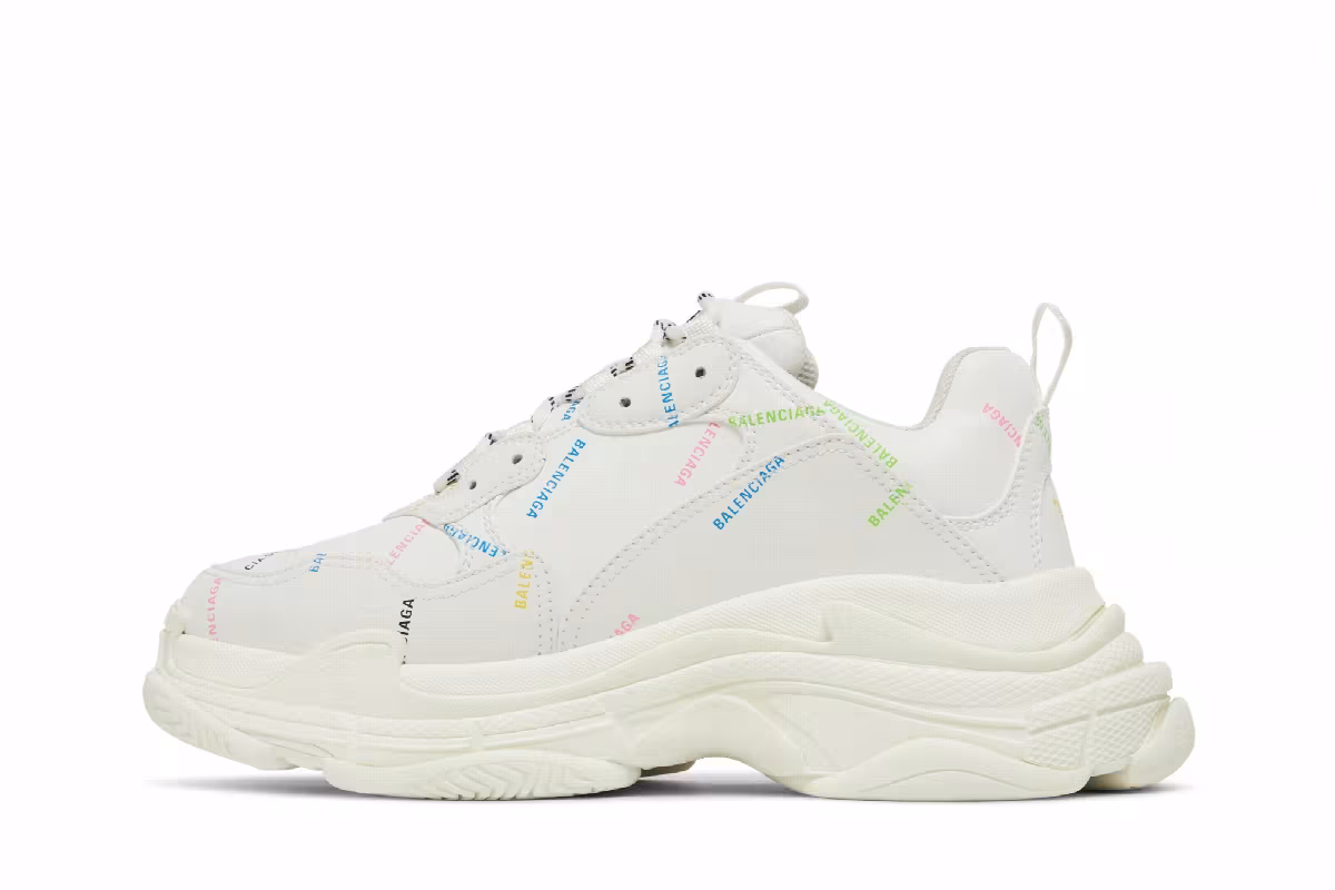 Balenciaga Triple S Sneaker Allover Logo - White Multi, view 4