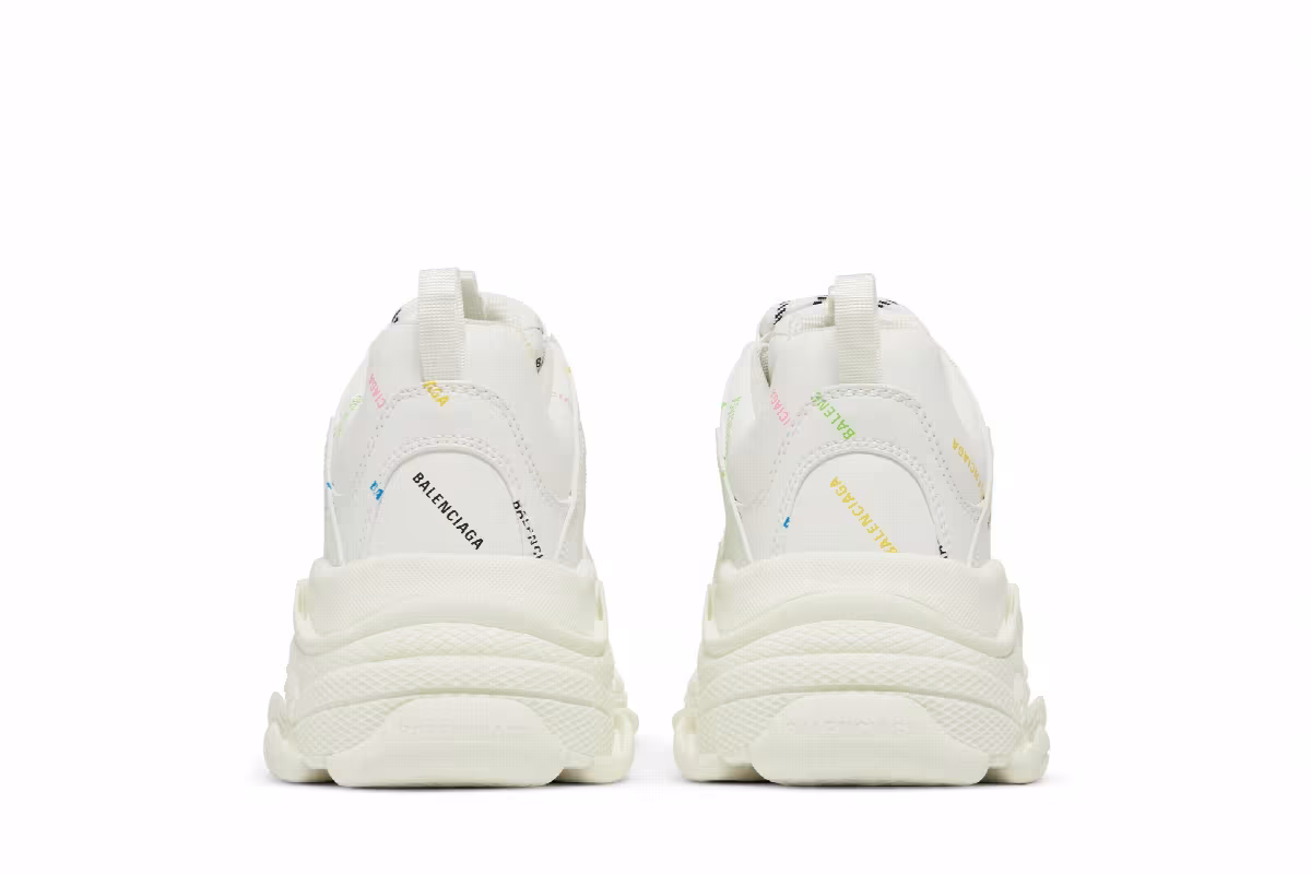 Balenciaga Triple S Sneaker Allover Logo - White Multi, view 7