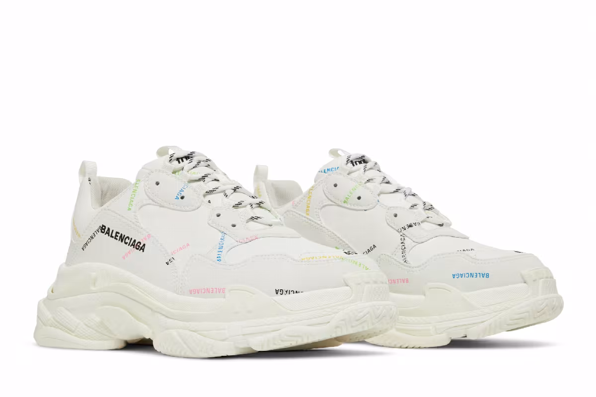 Balenciaga Triple S Sneaker Allover Logo - White Multi, view 9