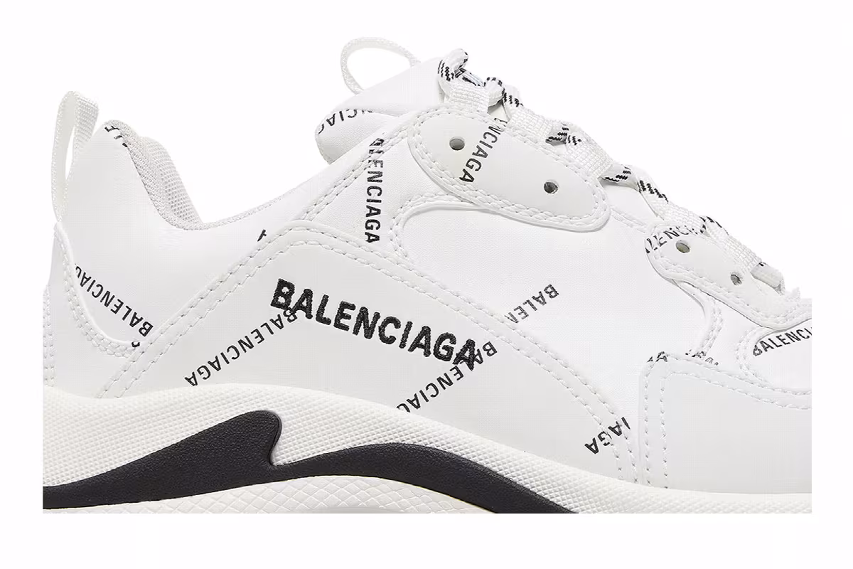 Balenciaga Women's Triple S Sneaker Allover Logo - White Pink, view 3
