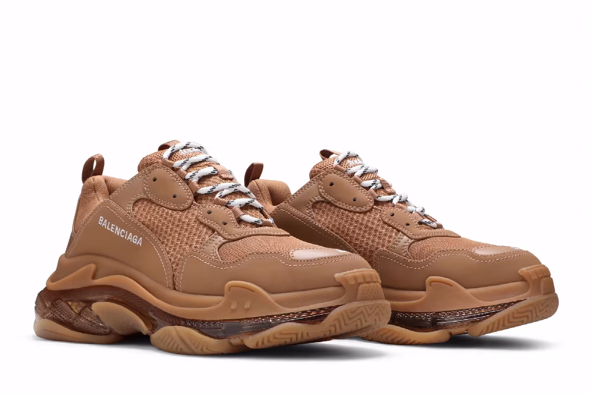 Balenciaga Triple S Sneaker Clear Sole - Light Camel, view 9