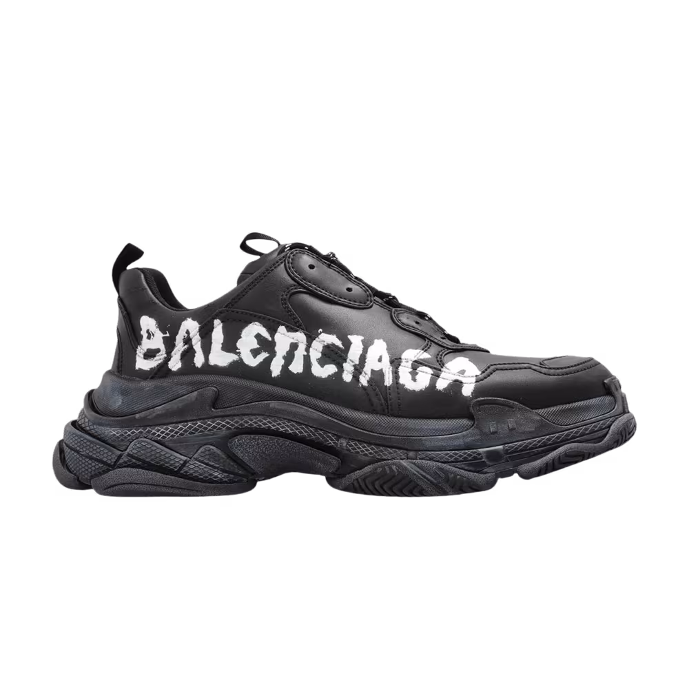 Balenciaga Triple S Paint Logo Black White
