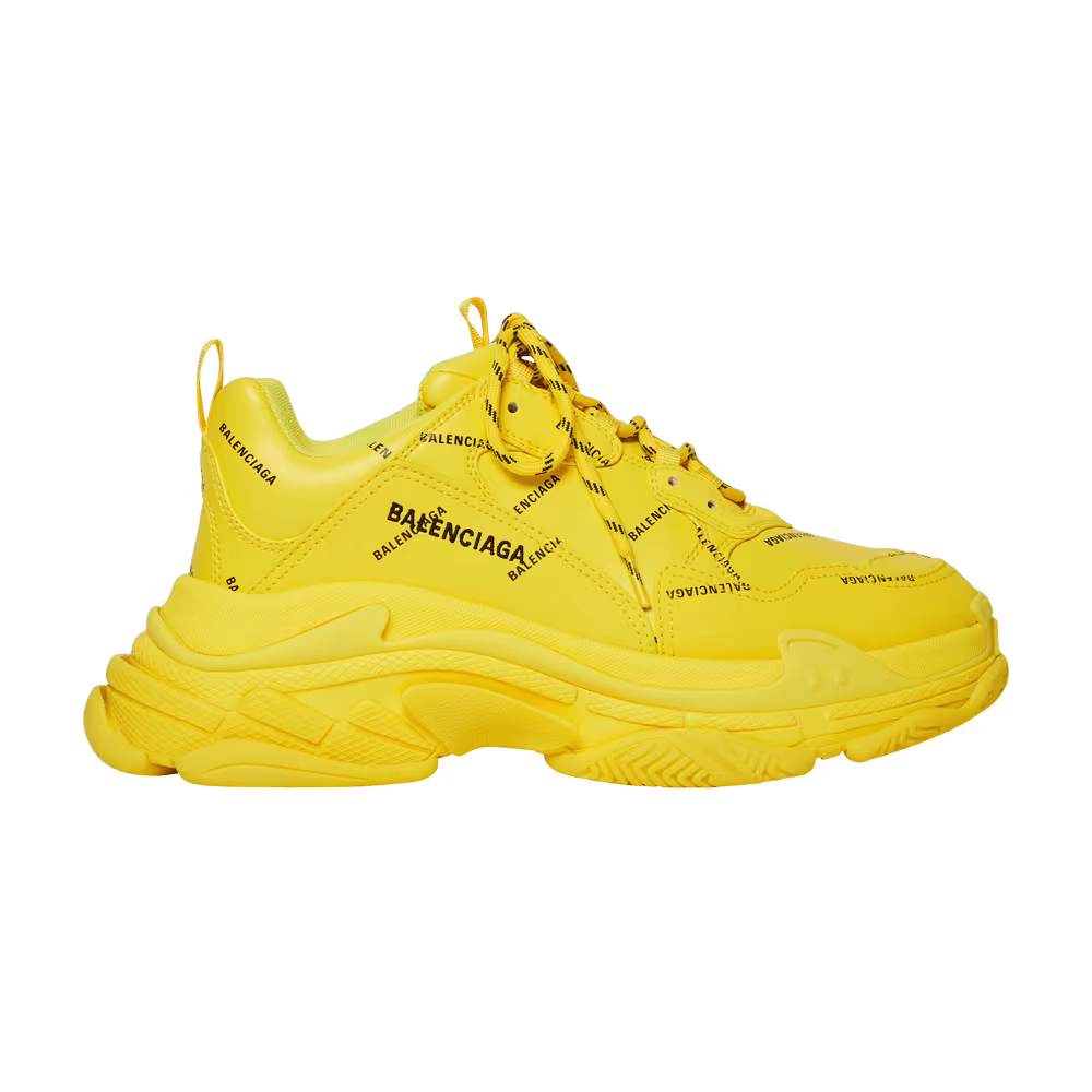 Balenciaga Triple S Sneaker Allover Logo - Yellow