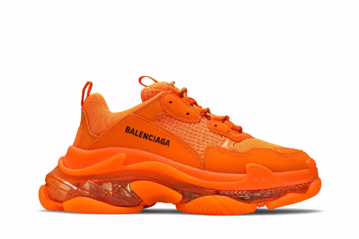 Balenciaga Women's Triple S Sneaker Clear Sole - Orange, view 2