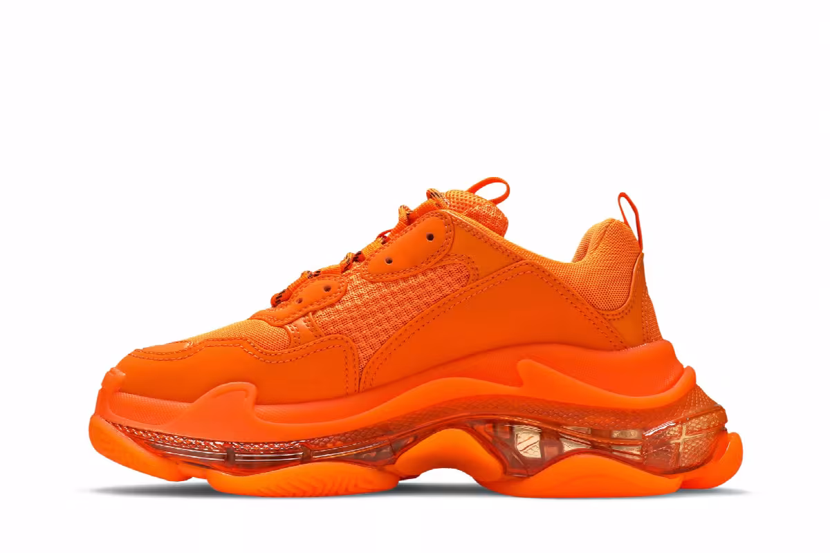 Balenciaga Women's Triple S Sneaker Clear Sole - Orange, view 4