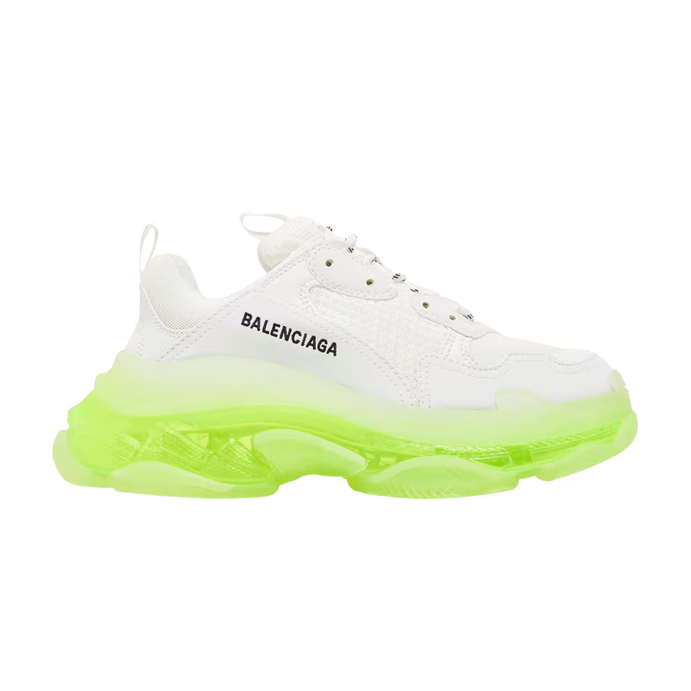 Balenciaga Women's Triple S Sneaker Clear Sole - White Fluo Yellow