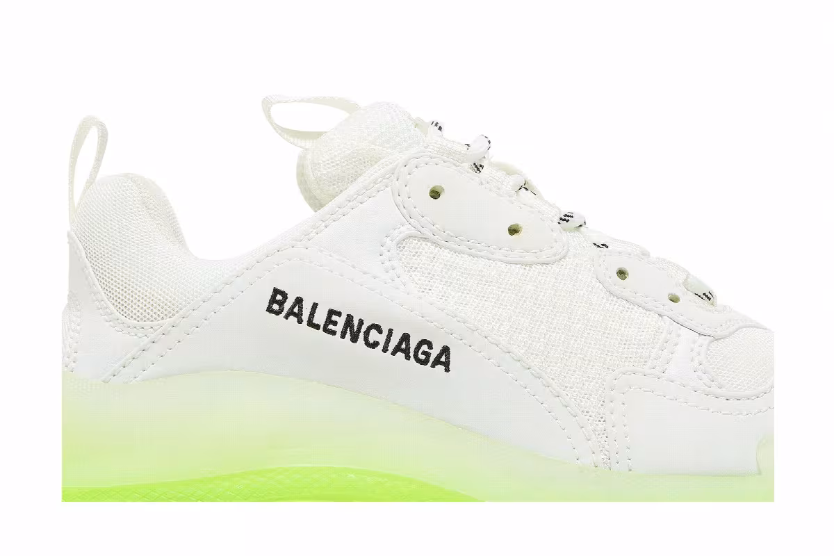 Balenciaga Women's Triple S Sneaker Clear Sole - White Fluo Yellow, view 3