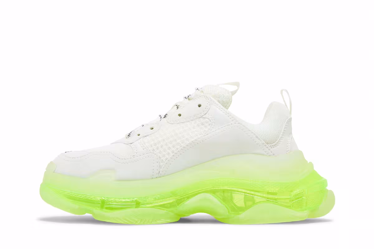 Balenciaga Women's Triple S Sneaker Clear Sole - White Fluo Yellow, view 4