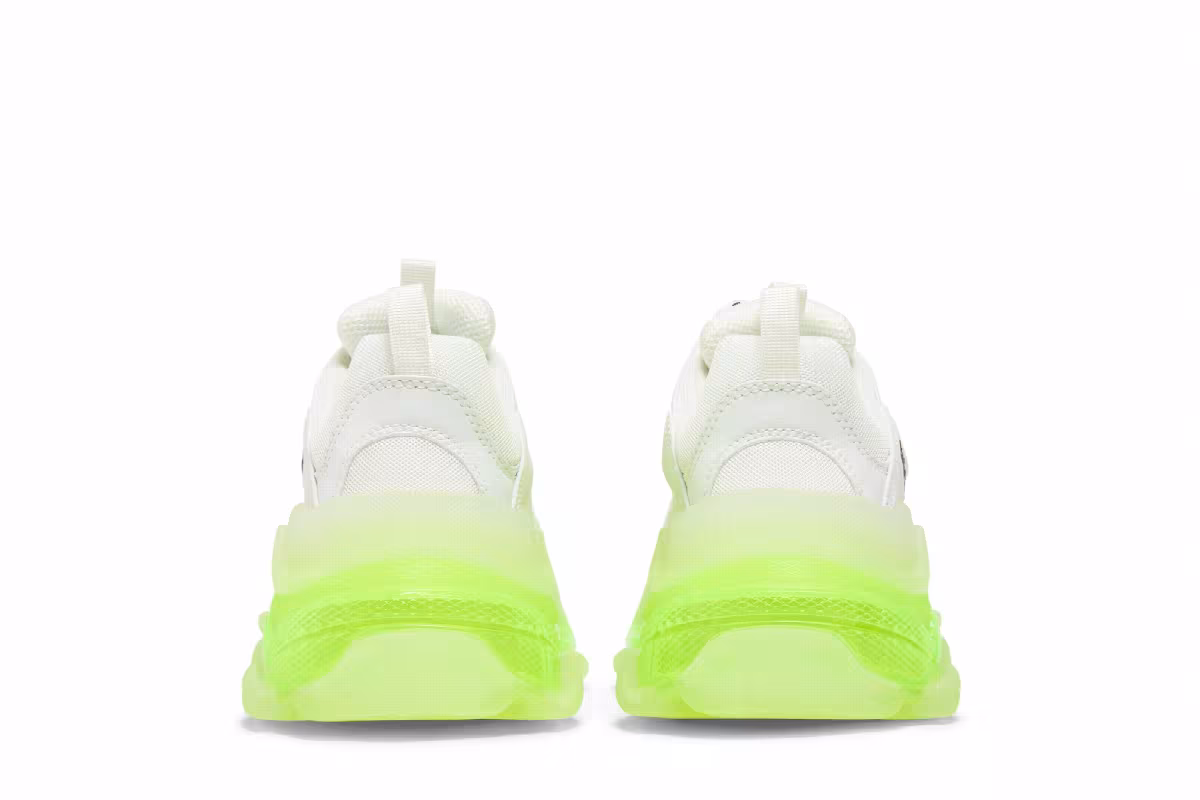 Balenciaga Women's Triple S Sneaker Clear Sole - White Fluo Yellow, view 7