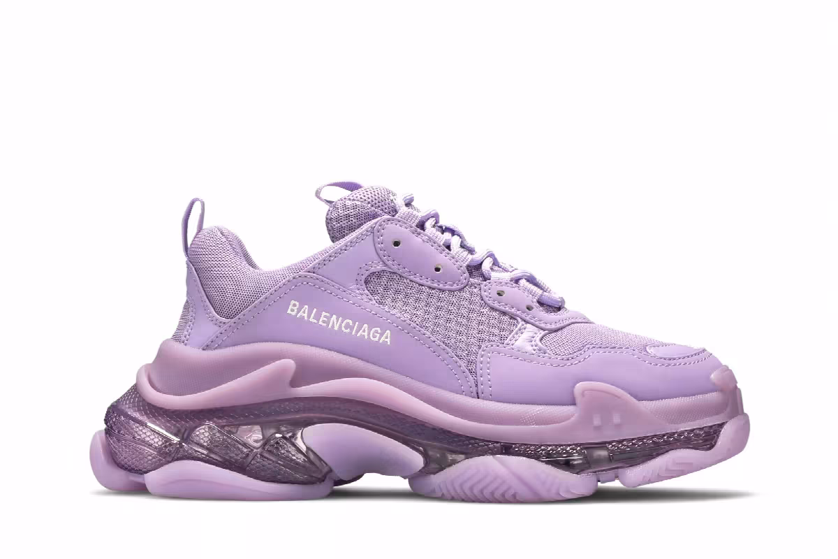 Balenciaga Women's Triple S Sneaker Clear Sole - Light Lilac, view 2