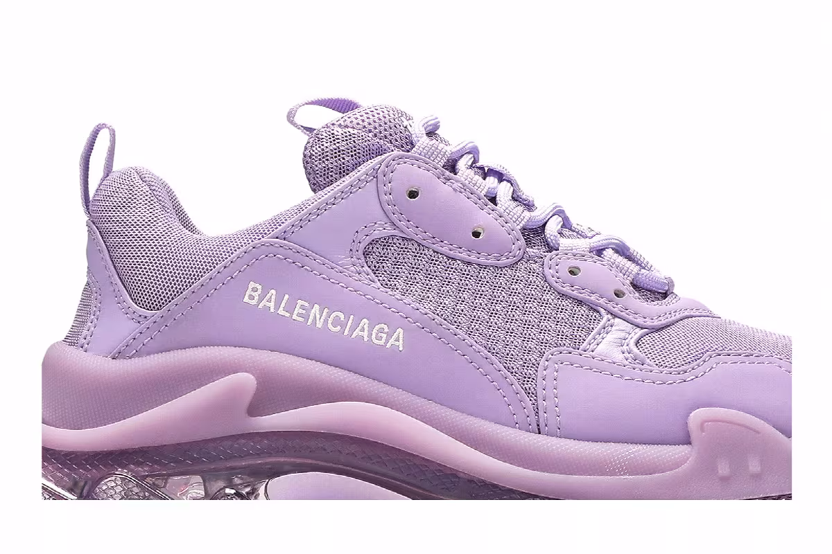 Balenciaga Women's Triple S Sneaker Clear Sole - Light Lilac, view 3