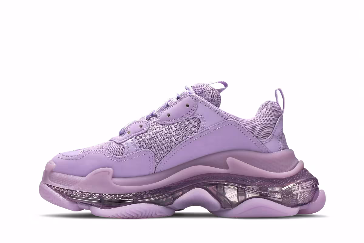 Balenciaga Women's Triple S Sneaker Clear Sole - Light Lilac, view 4