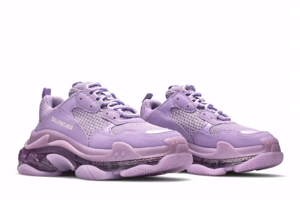 Balenciaga Women's Triple S Sneaker Clear Sole - Light Lilac, view 9