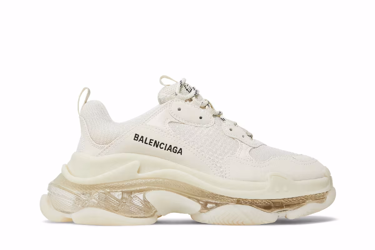 Balenciaga Women's Triple S Sneaker Clear Sole - Eggshell, view 2