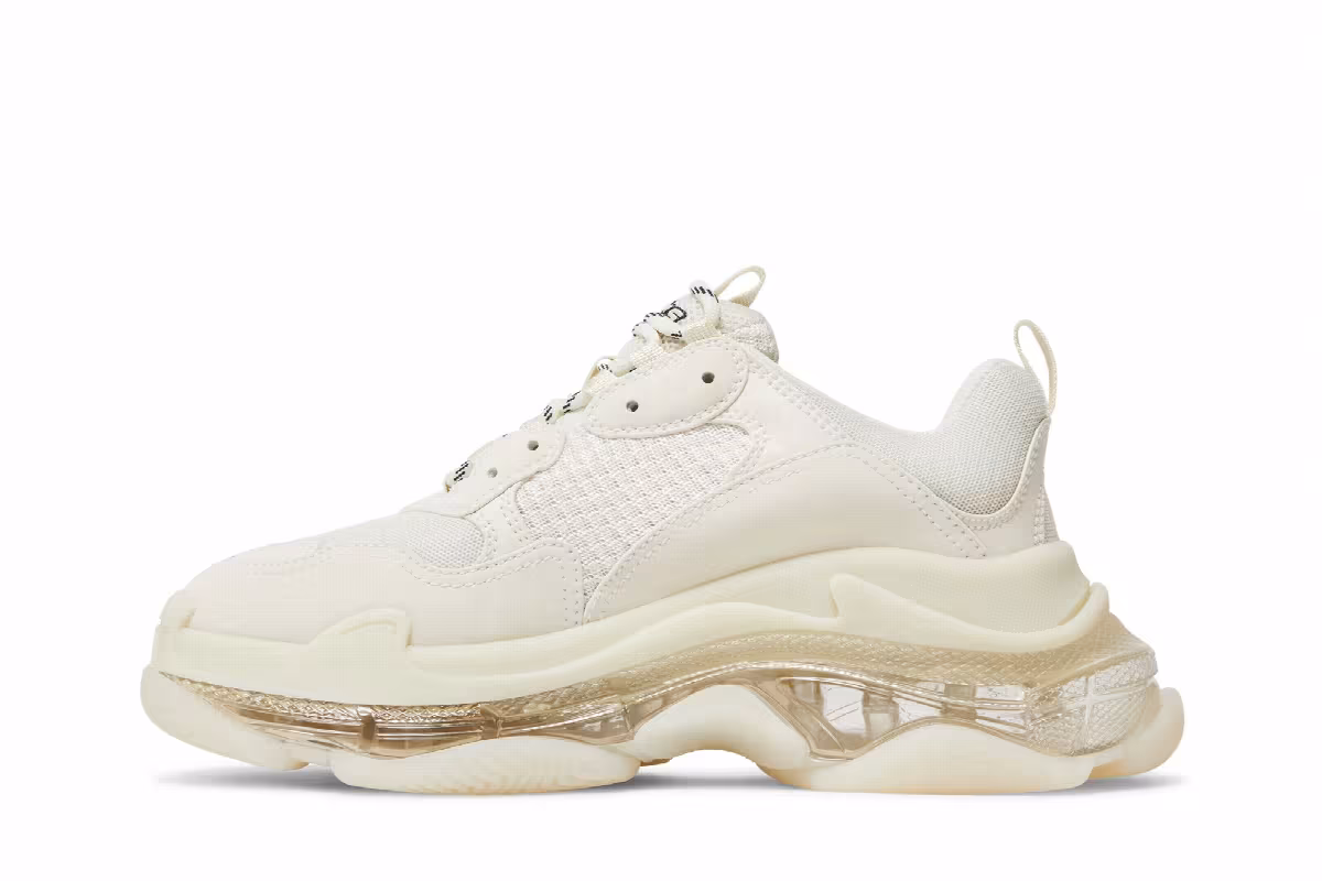 Balenciaga Women's Triple S Sneaker Clear Sole - Eggshell, view 4