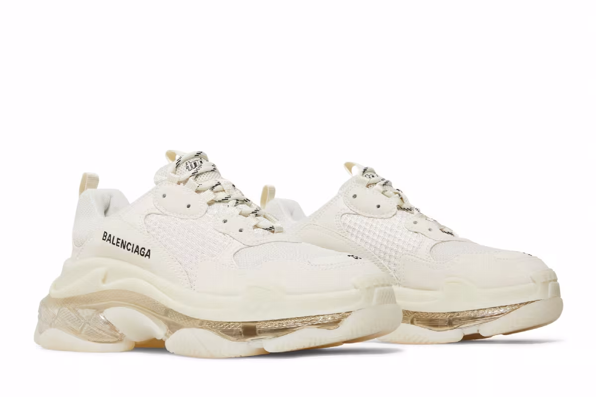 Balenciaga Women's Triple S Sneaker Clear Sole - Eggshell, view 9