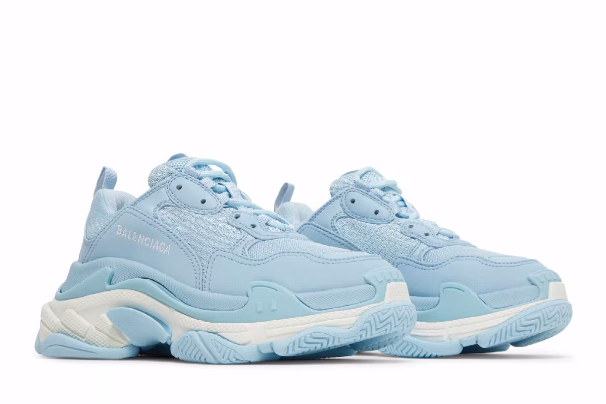 Balenciaga Women's Triple S Sneaker Light Blue, view 9