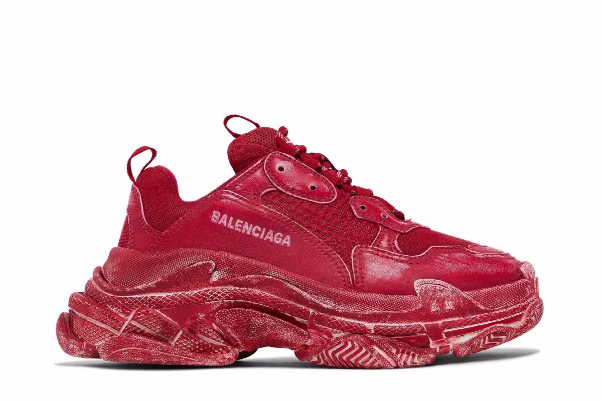 Balenciaga Women's Triple S Sneaker Dark Red, view 2